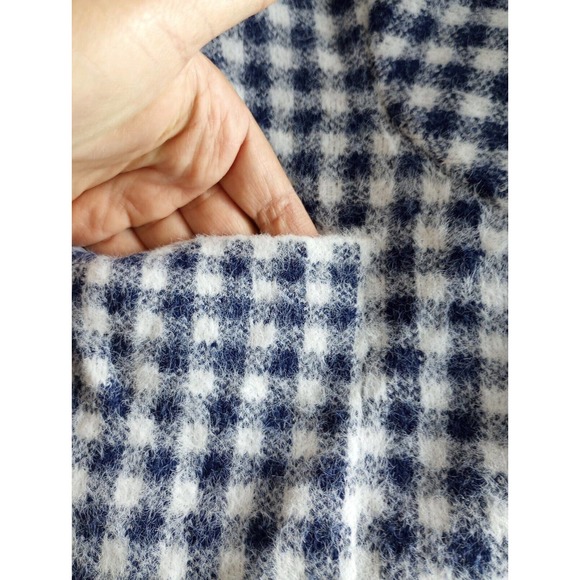 Max Studio Womens Blue White Gingham Plaid Button Up Shirt Jacket Shacket Size L - Picture 10 of 11